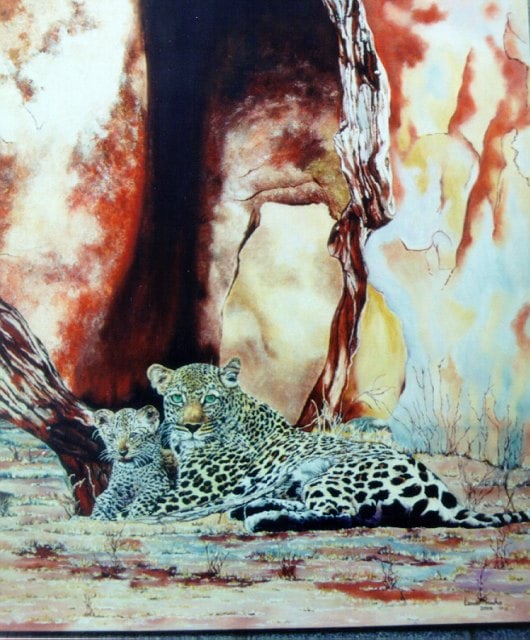 Leopardo Com Filhote