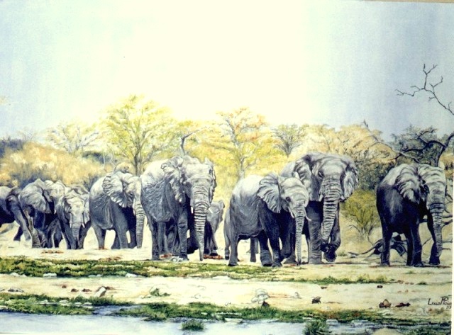 Manada De Elefantes 30x100cms